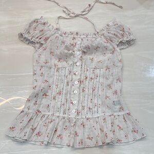 Charming Floral Blouse with Ruffles